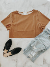 The Vegan Leather Cropped Tee in Camel